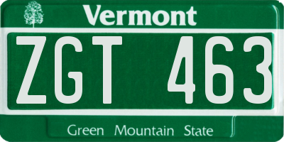 VT license plate ZGT463