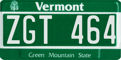 VT license plate ZGT464