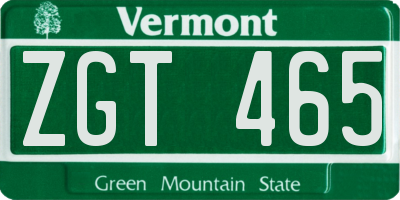 VT license plate ZGT465