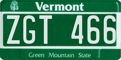 VT license plate ZGT466