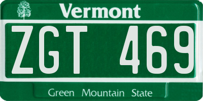 VT license plate ZGT469