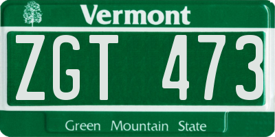 VT license plate ZGT473