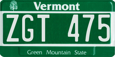 VT license plate ZGT475
