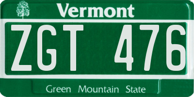 VT license plate ZGT476