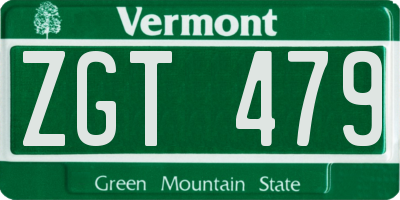 VT license plate ZGT479