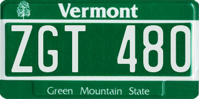 VT license plate ZGT480