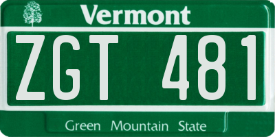 VT license plate ZGT481