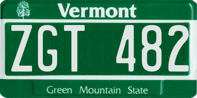 VT license plate ZGT482