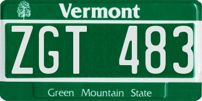 VT license plate ZGT483
