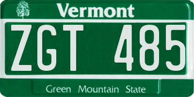VT license plate ZGT485