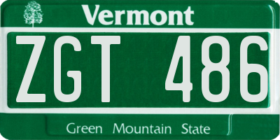 VT license plate ZGT486