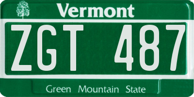 VT license plate ZGT487