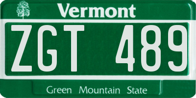 VT license plate ZGT489