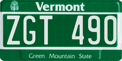 VT license plate ZGT490