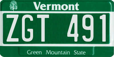 VT license plate ZGT491