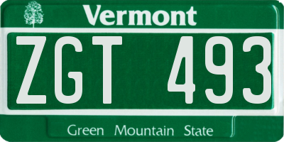 VT license plate ZGT493
