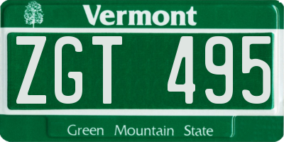 VT license plate ZGT495