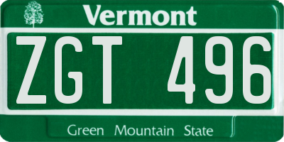 VT license plate ZGT496