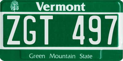 VT license plate ZGT497
