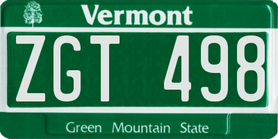 VT license plate ZGT498