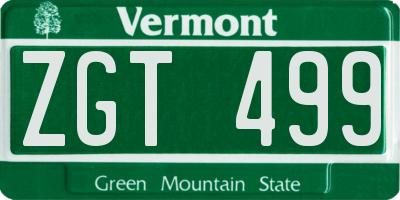VT license plate ZGT499