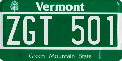 VT license plate ZGT501