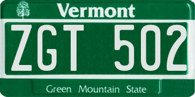 VT license plate ZGT502