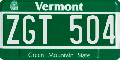 VT license plate ZGT504