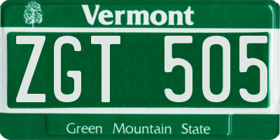 VT license plate ZGT505