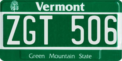 VT license plate ZGT506