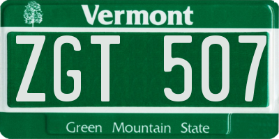 VT license plate ZGT507