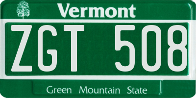 VT license plate ZGT508