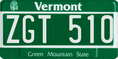 VT license plate ZGT510