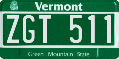VT license plate ZGT511