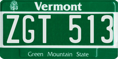 VT license plate ZGT513