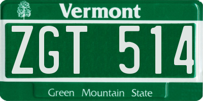 VT license plate ZGT514