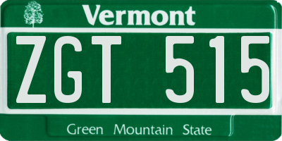 VT license plate ZGT515
