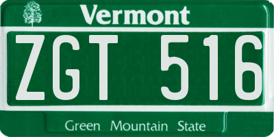 VT license plate ZGT516