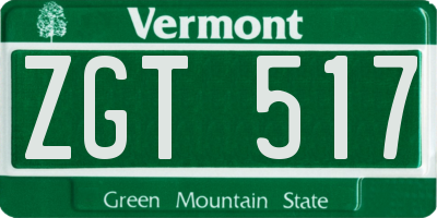 VT license plate ZGT517