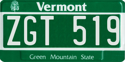 VT license plate ZGT519