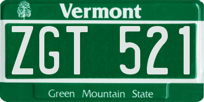 VT license plate ZGT521
