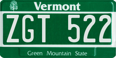 VT license plate ZGT522