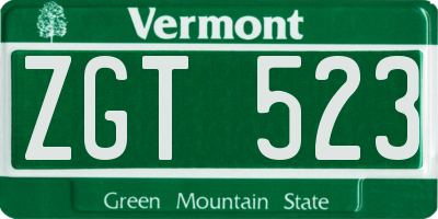 VT license plate ZGT523
