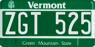 VT license plate ZGT525