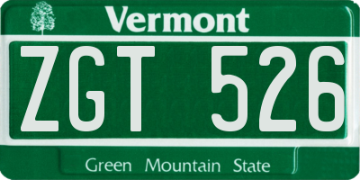 VT license plate ZGT526