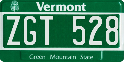 VT license plate ZGT528