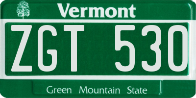 VT license plate ZGT530