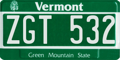 VT license plate ZGT532
