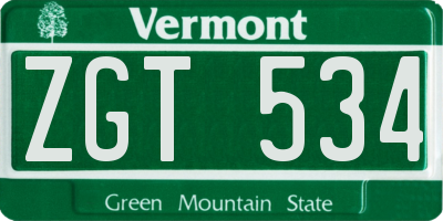 VT license plate ZGT534