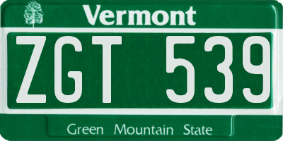 VT license plate ZGT539
